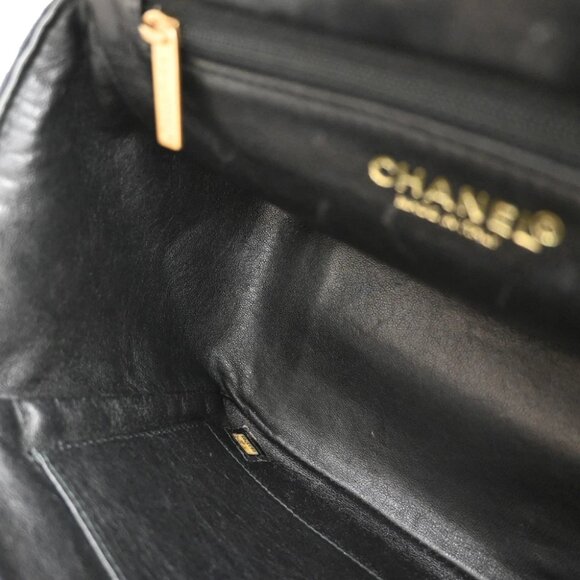 CHANEL CC Logo Chocolate Bar Shoulder Bag Canvas Leather Black GHW Italy - Picture 11 of 14